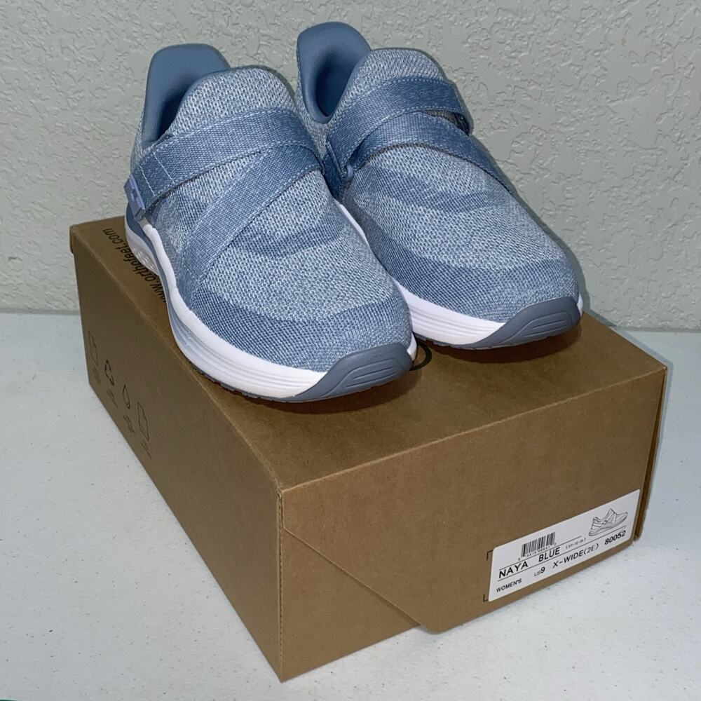 Orthofeet Naya Hands Free Walking Shoes Blue 80052 Women Sz 9 2E Extra Wide NEW